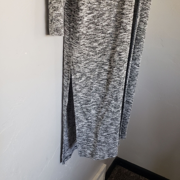 Bobeau Small Duster Cardigan Slit Sides Grey Space Dye Soft Comfy Fall Winter - Picture 3 of 10